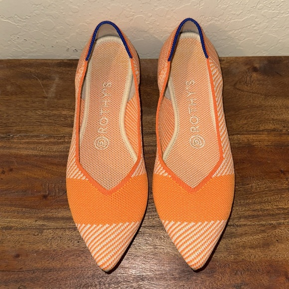 Rothy’s Orange Sherbet The Points Flats Shoes 7 - Picture 2 of 10